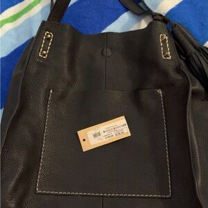Clarks black leather oversized purse